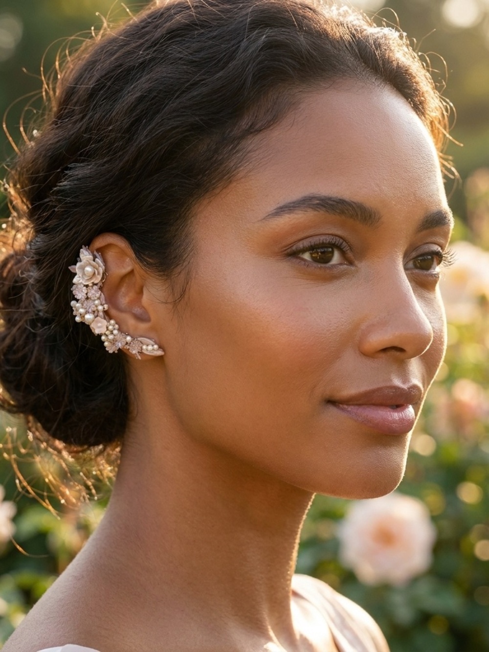 Blush Ear Cuff Set, Pearls, Flowers, by Pansey & Jameson